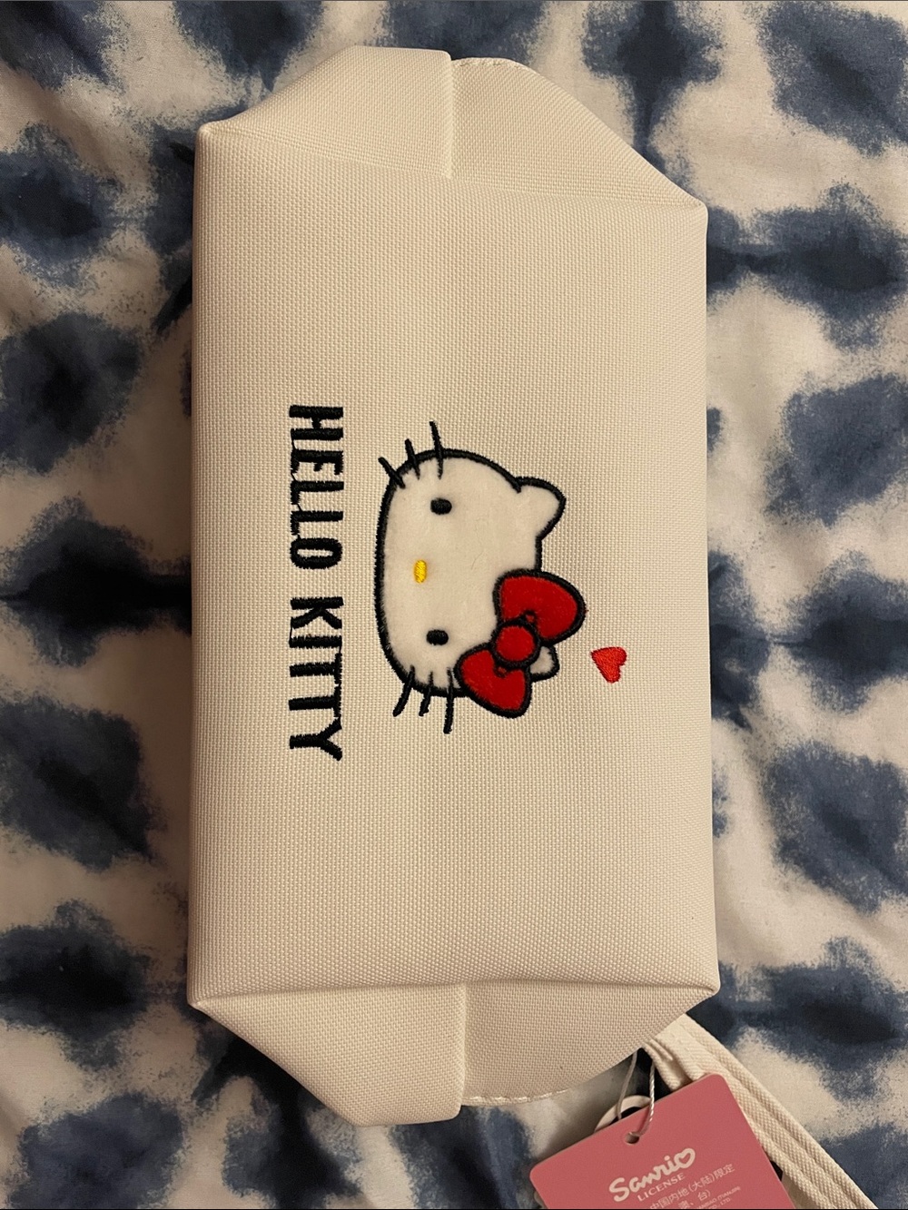 Sanrio Hello Kitty White Pouch with Red Bow and Heart